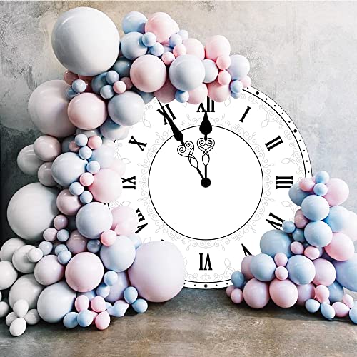 Yeele 6.5x6.5ft White Clock Round Backdrop Cover Countdown Happy New Year Photography Background for Family New Year Eve Party Decoration Supplies Kids Adults Portrait Photo Shoot Props Polyester