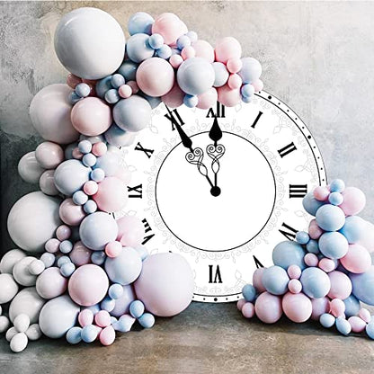 Yeele 6.5x6.5ft White Clock Round Backdrop Cover Countdown Happy New Year Photography Background for Family New Year Eve Party Decoration Supplies Kids Adults Portrait Photo Shoot Props Polyester