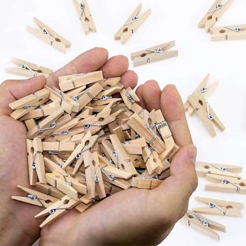 1.4 Inch Mini Clothes Pins for Photo, 130 Pcs Small Clothes Pins, Wooden Clothespins for Baby Shower, Party, Crafts DIY Project - color: Wooden, size: 1.4inch/130Pcs