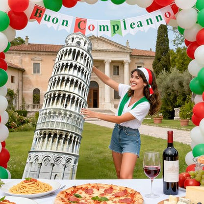 70.8" Tower of Pisa Cardboard Cutout Tower of Pisa Stand Up Cutout Life-Size Italy Photo Booth Prop Backdrop Sign Italian Landmark for Italy Theme Birthday Party Cultural Educational Display - color: Tower of Pisa