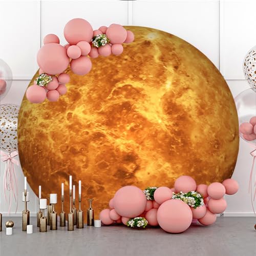 Diameter 4ft Cosmic Mercury Round Backdrop Cover Universe Galaxy Travel Themed Photography Background Outer Space Backgrounds for Kids Birthday Party Decor Cake Table Photo Booth Props - color: Mercury, size: 4x4ft-polyester