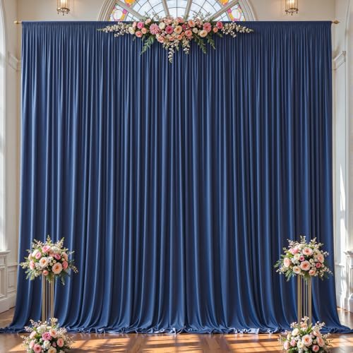 2 Panles Navy Blue Backdrop Curtains - Wrinkle Free Fabric Backdrop Curtain for Photoshoot, 10FT Wedding Party Photo Backdrop Drapes for Birthday Baby Shower Photography Stage Background Decorations - color: Navy Blue, size: W4' x H10'(2 panels)