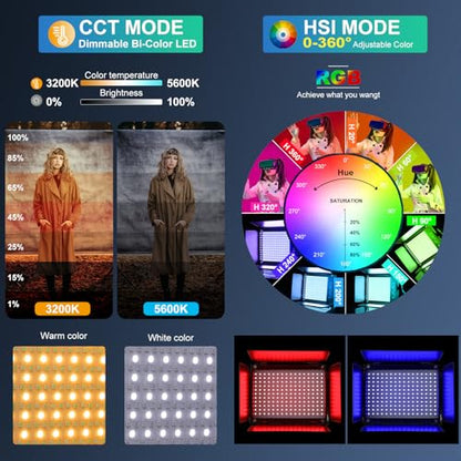 GVM RGB Led Video Light with 3 Softboxes, 680RS 3 Packs 50W Studio Lights with Bluetooth Control, Upgrade Photography Lighting with 18 Lighting Scenes, led Panel Lights for Video Recording, YouTube - size: 50 W With Softbox
