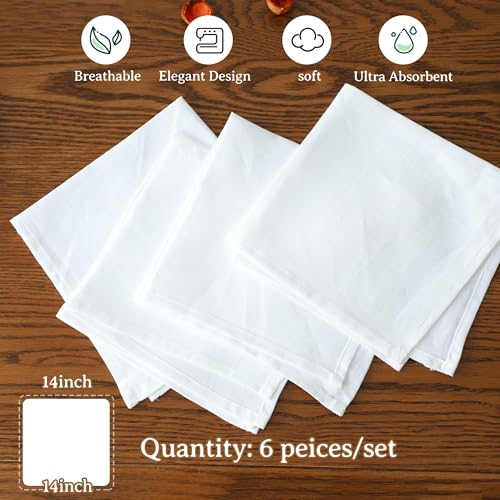 Simple&Opulence Linen Napkins Set of 6 – 100% Pure Linen Napkins for Spring, Easter, Mothers Day,Wedding, Party, Everyday Use Machine Washable and Reusable 14" x 14" White - color: White, size: napkin(14"×14")