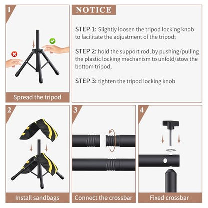 Backdrop Stand 10x7.5ft (WxH), Photo Back Drop Stand for Party, Heavy Duty Background Stand Kit with 6 Clamps and 2 Sandbags