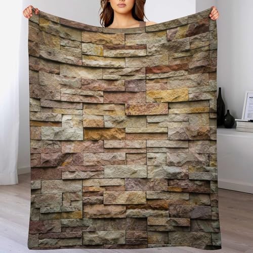 Retro Brick Marble Throw Blanket Brick Slate Stone Wall Rocks Featured Facade Design Blanket for Sofa Bed Couch Chair Or Dorm 30"x40" - color: Style-13, size: 30"x40"