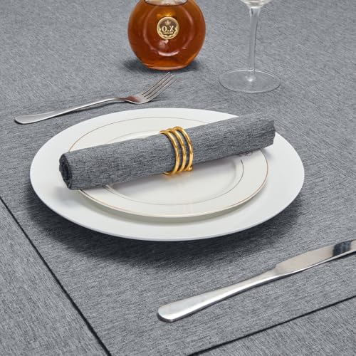 Cloth Napkin Set of 8 Square Washable Reusable Linen Fabric Polyester for Kitchen Dinner Dining Restaurants Wedding Party Banquet Table(Gray/17x17 Inch) - color: Gray