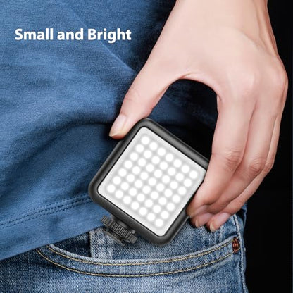ULANZI VL49 2000mAh LED Video Light w 3 Cold Shoe, Rechargeable Soft Light Panel, Portable Photography Lighting for DJI OSMO Sony DSLR Canon Camera GoPro Vlogging - color: Black