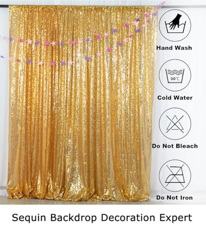 ShinyBeauty Gold Sequin Backdrop 5FTx7FT Photo Backdrop Shimmer Wall Sparkle Birthday Party Background - color: Gold, size: 5FTx7FT