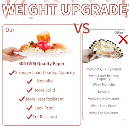 Grencian 50Pcs Pink Rose Gold Birthday Oval Plates 10" x 12" Large Heavy Duty Pink Dots Paper Plates Disposable 400GSM Tableware Dinnerware for Girls Women Rose Gold Birthday Party Decorations - style: Pink Rose Gold Oval Kit