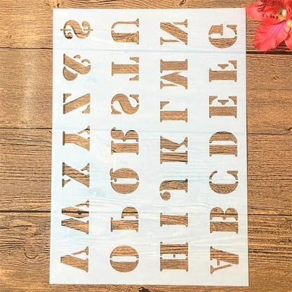 TIAMECH A4 Reusable Uppercase 1.2 x 1 Inch Letters Stencil for Painting - Alphabet Symbol Layering Template, DIY Wall Art, Wood Furniture, Scrapbook & Crafts (8.3x11.7inch) - style: Uppercase Letters