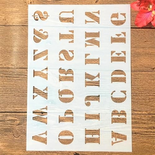 TIAMECH A4 Reusable Uppercase 1.2 x 1 Inch Letters Stencil for Painting - Alphabet Symbol Layering Template, DIY Wall Art, Wood Furniture, Scrapbook & Crafts (8.3x11.7inch) - style: Uppercase Letters