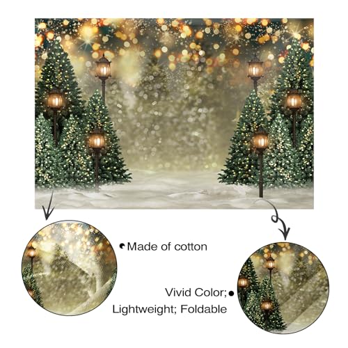 Mocsicka 7x5ft Winter Christmas Tree Backdrop Glitter Bokeh Winter Snow Forest Trees Photography Background Family Christmas Holiday Wall Decorations Photo Props - size: 7x5ft