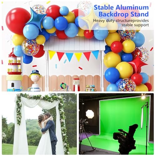 HYJ-INC Pipe and Drap Backdrop Stand Kit ,10x 10ft Heavy Duty Adjustable Frame Backdrop Stand with Flat Base,Carry bag for Event, Birthday Party, displays and Wedding Decoration