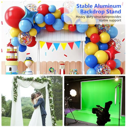 HYJ-INC Pipe and Drap Backdrop Stand Kit ,10x 10ft Heavy Duty Adjustable Frame Backdrop Stand with Flat Base,Carry bag for Event, Birthday Party, displays and Wedding Decoration
