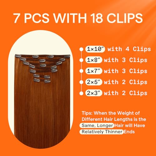 Full Shine Total 2 Packs Detangling Spray & 14 Inch #550 Clip in Hair Extensions 7pcs