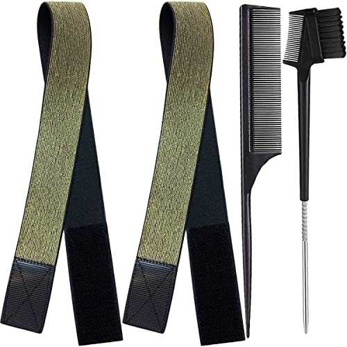 Elastic Bands for Wig Grip - Lace Melting Edge Wrap, Adjustable Magic Buckle to Lay Edges, 2 Pcs Wig Accessories - color: Gold, size: 1 Count (Pack of 4)