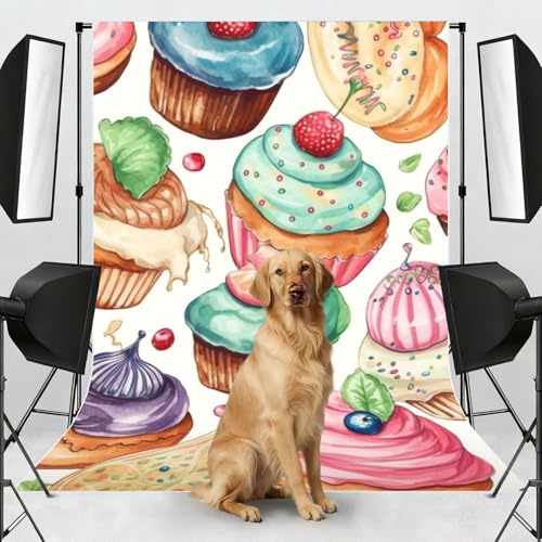 Cupcakes Donuts Muffins Sugar Backdrop Background for Photography 5x7ft Photobooth Professional Photo Backdrop Curtains Video Photography Studio Photo Backgrounds Banner BoothScreen Parties - color: Cupcakes Donuts Muffins Sugar