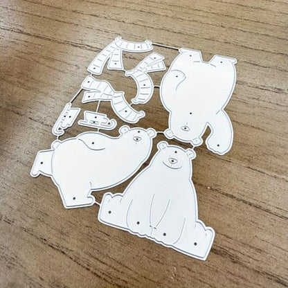 Lapoo Festivals Metal Cutting Die for Scrapbooking - Christmas Cut Stencils for DIY Scrapbook Photo Album Decorative Paper Card, Card Making Supplies, Embossing (Three Polar Bears 4.9 x 4 in) - style: Three Polar Bears 4.9 x 4 in