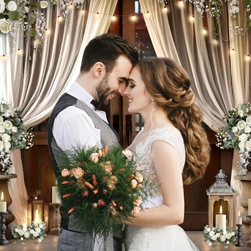 Wedding Rustic Barn Door Backdrop 7Wx5H Feet Bridal Country Western White Floral Vintage Wooden Light Polyester Fabric Anniversary Photography Backgrounds Photo Shoot Decor Props Decoration - color: Rustic Barn Door02, size: 7Wx5H