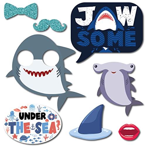 Under The Sea Photo Booth Props - 41-pc Photobooth Kit with 8 x 10-Inch Sign, 60 Adhesive Pads, 45 Sticks - Under The Sea Decorations - Under The Sea Party Decorations