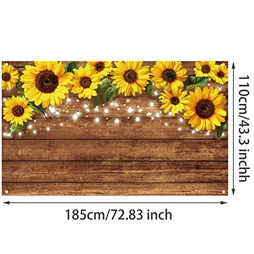 Tatuo 6.1 x 3.6 ft Rustic Sunflowers Backdrop Sunflowers Photography Background Brown Backdrop Photography Wall Background Banner for Photo Studio Home Wedding Birthday Decoration, Party Supply