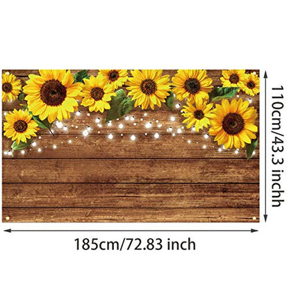 Tatuo 6.1 x 3.6 ft Rustic Sunflowers Backdrop Sunflowers Photography Background Brown Backdrop Photography Wall Background Banner for Photo Studio Home Wedding Birthday Decoration, Party Supply