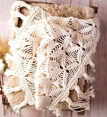 Newborn Photography Props Baby Photoshoots Photo Posing Macrame Rug Backdrop (White A) - color: White a