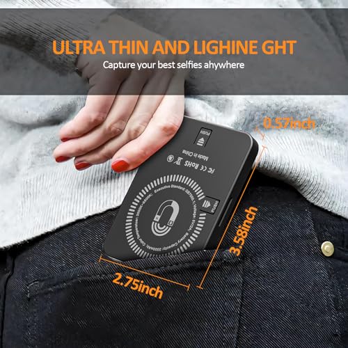 Magnetic Selfie Light,Phone Light Clip On with 128 LEDs & 3 Colors for Laptop,Tablet,Makeup,Video,Vlog,Live Streaming,Photo,Zoom Meetings,YouTube ect (Black)