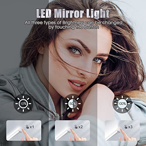 Benature LED Mirror Lights Portable Rechargeable Vanity Light 3 Brightness Touch Control Makeup Light for Bathroom Dressing Room 2 Packs - size: 2 Packs
