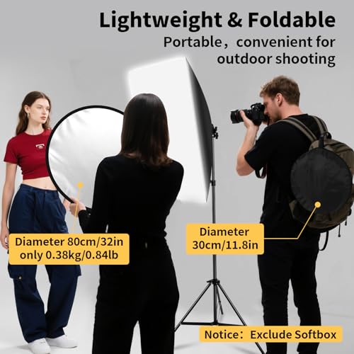 24/32/43/52in Light Reflectors for Photography, 5 in 1 Light Diffuser with Panel & Bag Reflector Photography, Ideal for Content Creator Essentials&Photographer in Silver,Gold,White and Black - size: 32inch/80cm