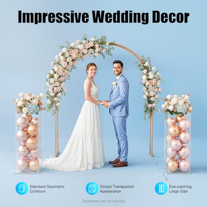 2Pcs Acrylic Display Cube Pedestal, Art Sculpture Stand, Acrylic Flower Stand, Clear Display Flower Tower, Dessert Cake Table Display Pillars for Wedding, Birthday, Banquet Parties Decor (11.81 × 11.81 × 31.5in) - size: 11.81 × 11.81 × 31.5in