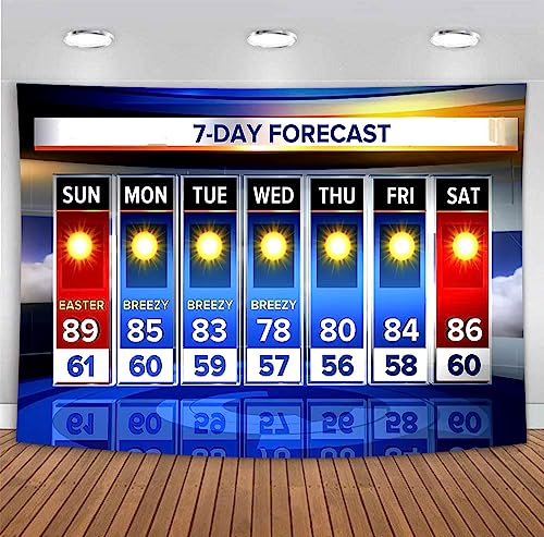 Weather Forecast Backdrop 7x5ft Seven-Day Broadcast Sunny Day Photo Background Business Study Portrait Studio Prop Wallpaper MBMYLU158 - size: cotton polyester-7x5ft