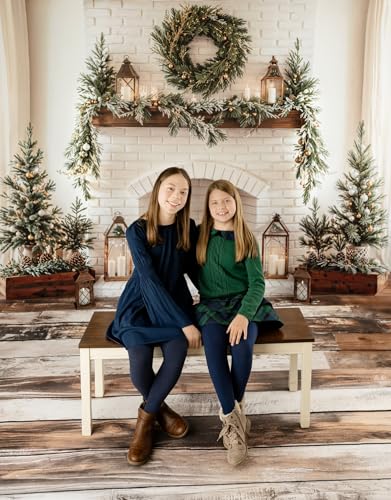 Kate 7x5ft/2.2x1.5m Christmas Fireplace Backdrop for Photography White Brick Wall Photoshoot Background Photo Video Studio Props - size: 7x5ft