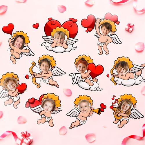 60pcs Valentine's Day Cupid Theme DIY Cutouts The Love God Hearts Bulletin Board Decoration Set DIY Love Gods Paper Cut-Outs Decor for Valentines Classroom Photo Craft Party School Wall Door Supplies - style: The Love God Hearts
