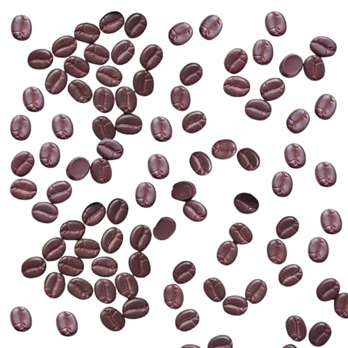 100pcs Artificial Coffee Beans Resin Simulation Fake Coffee Beans for Home Kitchen Cafe Shop Cabinet Display Photography Prop Mini Coffee Tiered Tray Decors
