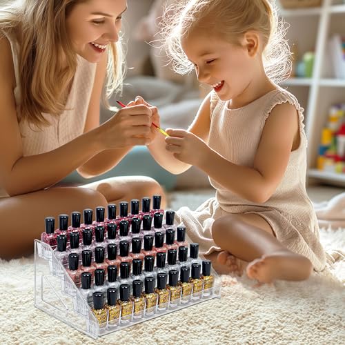 5-Tier Clear Acrylic Nail Polish Storage, Holds 40-80 Bottles, Multi-Purpose Nail Polish Rack, Sunglasses, Essential Oils and Cosmetics - size: 5-Tier
