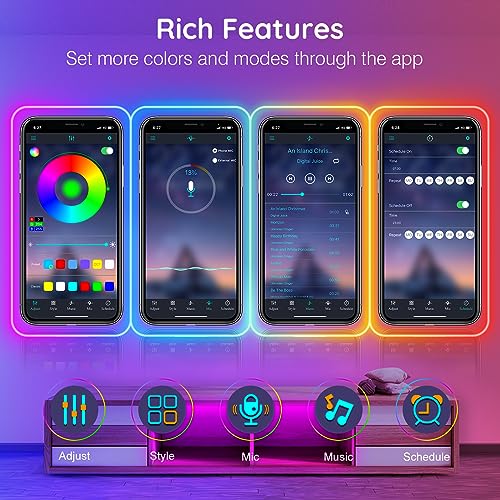 AILBTON 60Ft Neon Rope Lights,Flexible Led Rope Lights Control with App/Remote,Multiple Modes Music Sync Gaming RGB Led Neon Lights for Bedroom Outdoor - size: 60FT