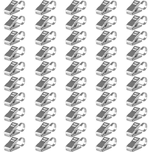 BIHRTC Pack of 50 Curtain Clips Thickening Stainless Steel with Hooks Lights Hanger Small Metal Wire Holder for Shower Home Decoration Photos Picture Arts Crafts Display Outdoor Activities Supplies