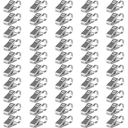 BIHRTC Pack of 50 Curtain Clips Thickening Stainless Steel with Hooks Lights Hanger Small Metal Wire Holder for Shower Home Decoration Photos Picture Arts Crafts Display Outdoor Activities Supplies