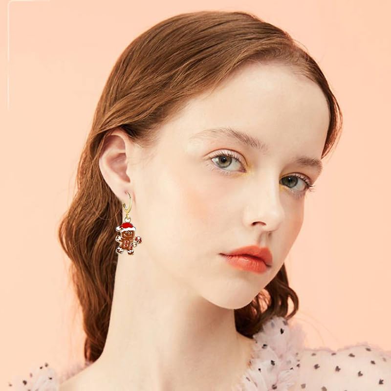 16 Pairs Christmas Reindeer Santa Hoop Earrings for Women Unique Winter Xmas Tree Snowflake Bow Bell Snowman Penguin Earrings Christmas New Year Jewelry Gifts - style: Snowman