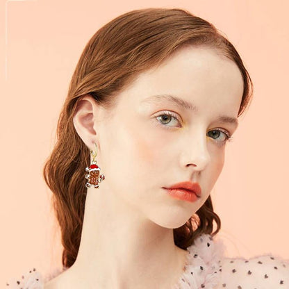 16 Pairs Christmas Reindeer Santa Hoop Earrings for Women Unique Winter Xmas Tree Snowflake Bow Bell Snowman Penguin Earrings Christmas New Year Jewelry Gifts - style: Snowman