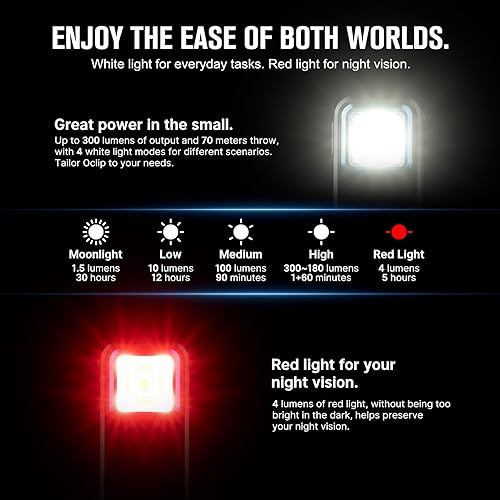 OLIGHT Oclip Rechargeable EDC Flashlight 300 Lumens Dual Sources Compact Pocket Clip Light, Convenient USB C Charging, Magnetic Flash Lights for Working, Cycling, Emergency, Signaling Tool(Black) - color: Black