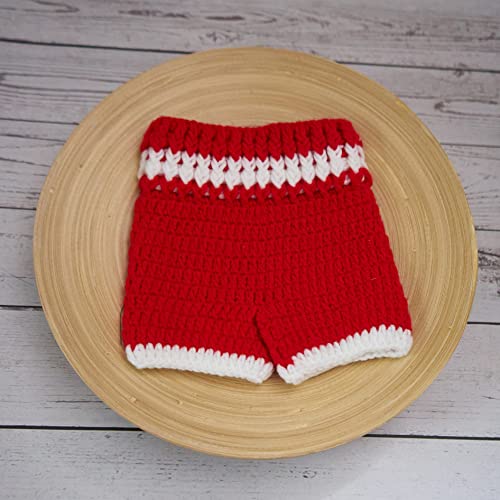 Newborn Photography Props Boys Girls Outfits Baby Photo Props Crochet Knitted Boxing Champion Gloves & Pants - color: Red