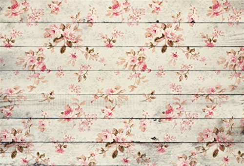 AOFOTO 8x6ft Vintage Wooden Plank with Rose Photography Background Retro Wood Board Backdrop Mum Lady Girl Kid Baby Woman Artistic Portrait Mother's Day Photoshoot Studio Props Video Drape Wallpaper - size: 8x6ft