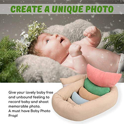 Sunmig Newborn Photography Props, Ultra-Soft Baby Donut Posing Pillows, Professional Baby Photo Props Set Fits 0-6 Months Baby,Pack of 6, Multicolor