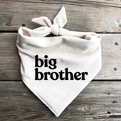 Dog Bandana Pregnancy Announcement Big Brother Baby Reveal Oatmeal Cream Minimal Neutral Color Announcement to Family (X-Small) - size: X-Small