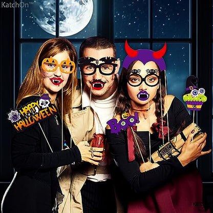 KatchOn Halloween Photo Booth Props - 56 Pack | Hocus Pocus Witch Photo Booth Props - color: Orange and Black