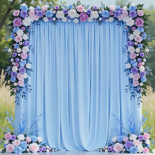 Asee'm 10x10FT Blue Backdrop Curtains for Parties, Polyester Photo Fabric Curtain Backdrop Drapes for Birthday Wedding Party Decor Background Photography with Rod Pocket, 5x10FT, 2 Panels - color: Blue, size: 5'(W) x 10'(H), 2 panels