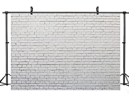7X5FT White Gray Brick Wall Photography Background Portrait Photo Studio Props Wall Decoration Background Birthday Party Baby Shower Banner DH-43 - size: 7X5FT